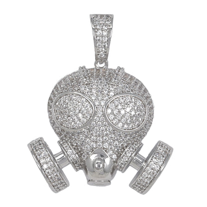 Medium Gas Mask Cubic Zirconia Pendant - BCH-1252*