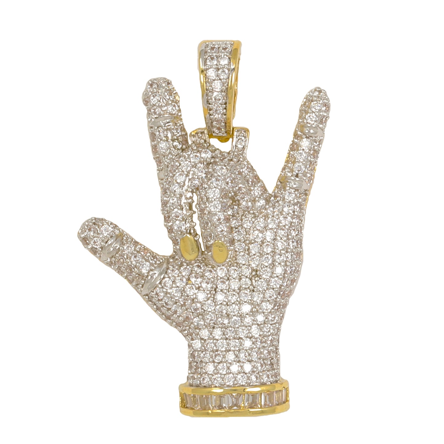 Medium Hand Emoji Cubic Zirconia Pendant - BCH-1255*