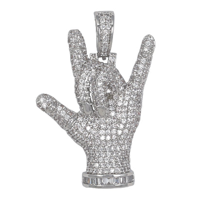 Medium Hand Emoji Cubic Zirconia Pendant - BCH-1255*