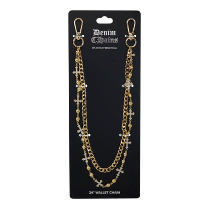Gold chain wallet chain on a black Denim Chains branded card
