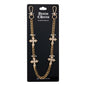 Gold chain with cross designs on a 'Denim Chains' branded card