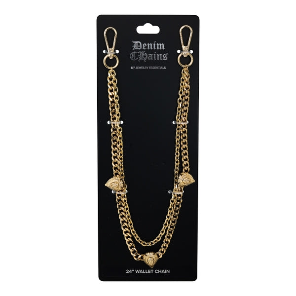 Gold chain wallet chain on a black Denim Chains branded card