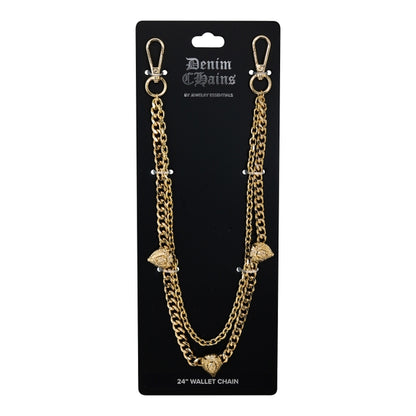 Gold chain wallet chain on a black Denim Chains branded card