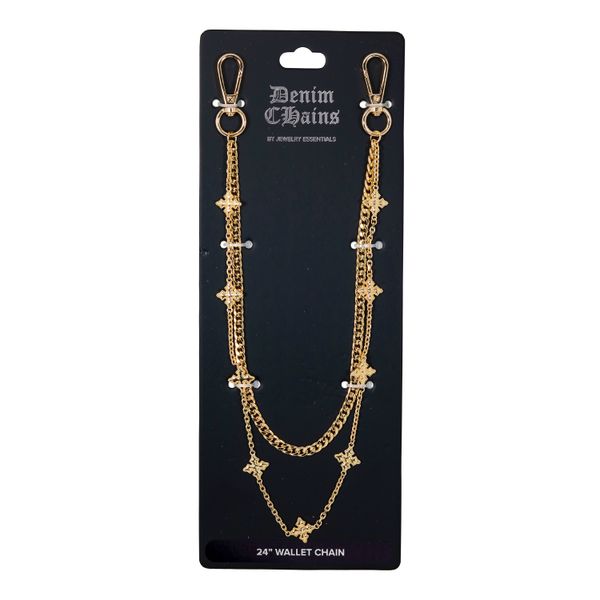 Gold chain wallet chain on a black Denim Chains branded card