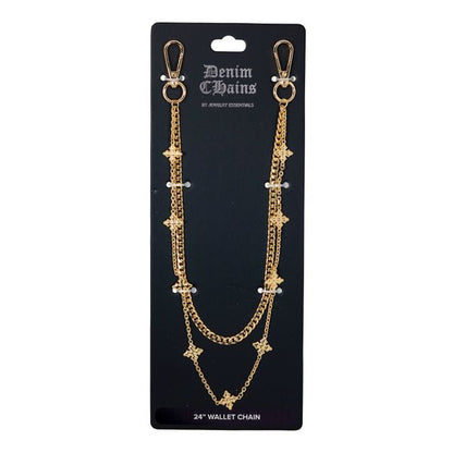 Gold chain wallet chain on a black Denim Chains branded card