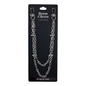 Silver chain wallet chain on a 'Denim Chains' branded card against a white background