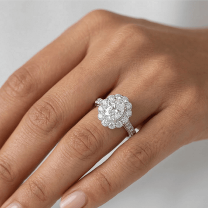 Iced Out 2.87CT Moissanite Halo Solitaire Ring in Premium Sterling Silver