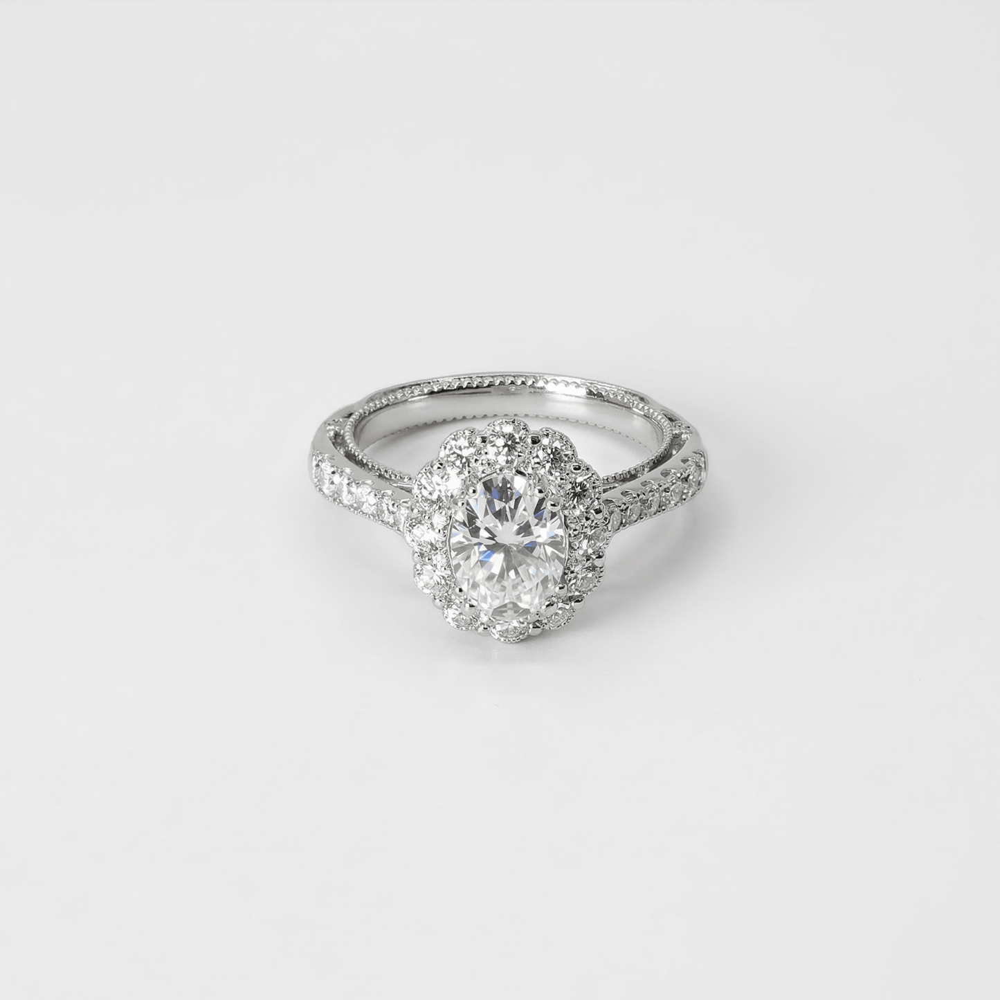 Iced Out 2.87CT Moissanite Halo Solitaire Ring in Premium Sterling Silver