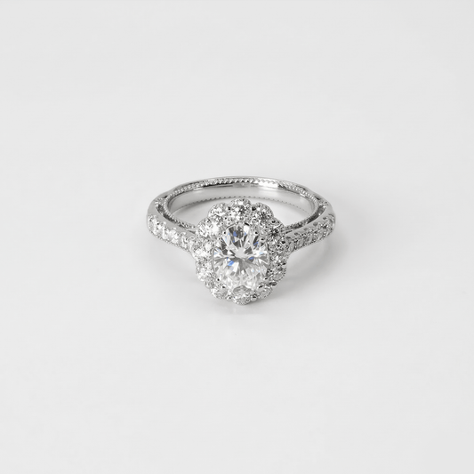 Iced Out 2.87CT Moissanite Halo Solitaire Ring in Premium Sterling Silver