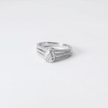 Iced Out 0.33CT Moissanite Pear Ring in Premium Sterling Silver