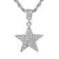 Iced Medium Star Pendant with 4mm Rope Chain 24" - HC-1013*