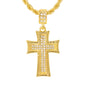 Iced Medium Cross Pendant with 4mm Rope Chain 24" - HC-1019*