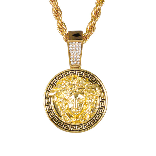 Iced Medium Pendant with 4mm Rope Chain 24" - HC-1020*