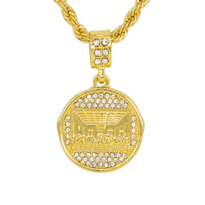 Iced Medium Last Supper Pendant with 4mm Rope Chain 24" - HC-1021