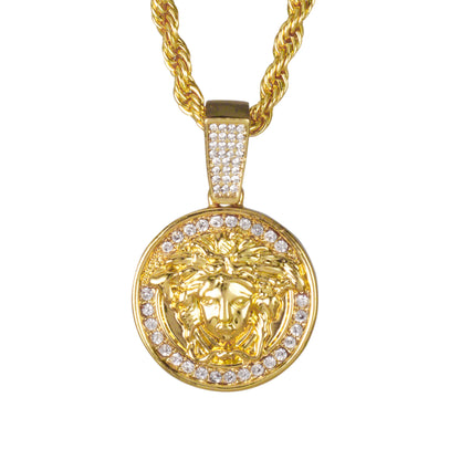 Iced Medium Pendant with 4mm Rope Chain 24" - HC-1032*