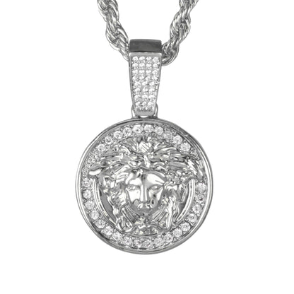 Iced Medium Pendant with 4mm Rope Chain 24" - HC-1032*