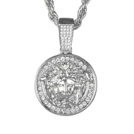 Iced Medium Pendant with 4mm Rope Chain 24" - HC-1032*
