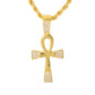 Iced Medium Ankh Cross Pendant with 4mm Rope Chain 24" - HC-1034*