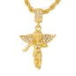 Iced Medium Angel Pendant with 4mm Rope Chain 24" - HC-1036