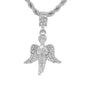 Iced Medium Angel Pendant with 4mm Rope Chain 24" - HC-1037*