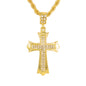 Iced Medium Cross Pendant with 4mm Rope Chain 24" - HC-1040