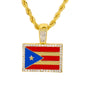 Iced Medium Puerto Rico Pendant with 4mm Rope Chain 24" - HC-1046