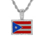 Iced Medium Puerto Rico Pendant with 4mm Rope Chain 24" - HC-1046