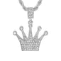 Iced Medium Crown Pendant with 4mm Rope Chain 24" - HC-1048
