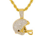 Iced Medium Football Pendant with 4mm Rope Chain 24" - HC-1049