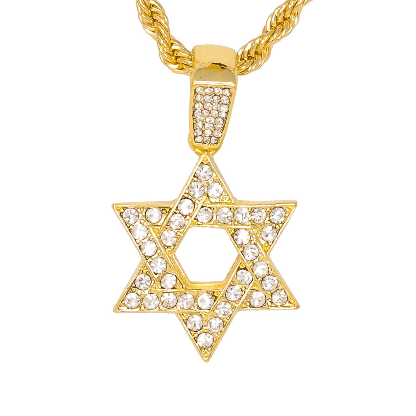 Iced Medium Star Pendant with 4mm Rope Chain 24" - HC-1050*