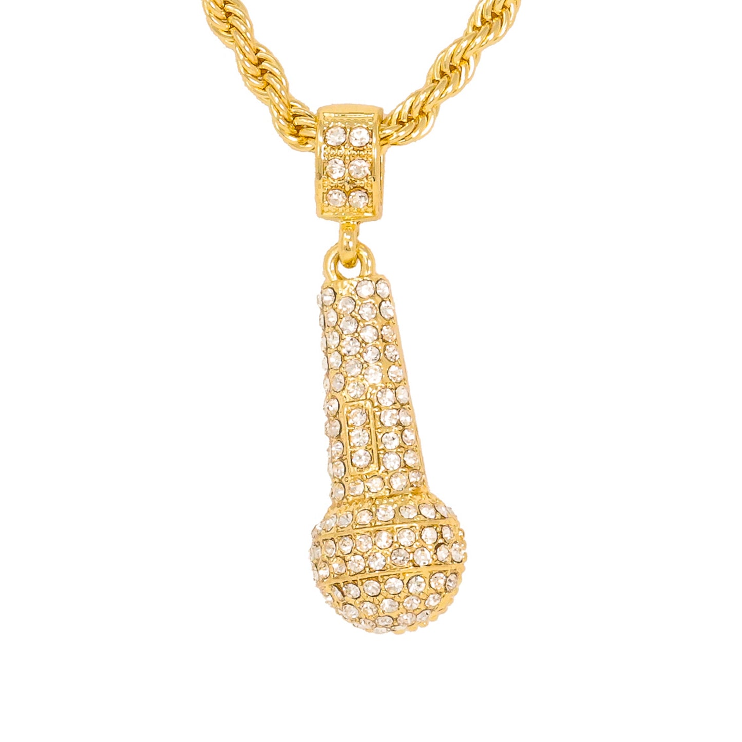 Iced Medium Music Pendant with 4mm Rope Chain 24" - HC-1051