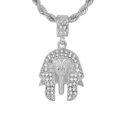 Iced Medium Egyptian Pendant with 4mm Rope Chain 24" - HC-1052*
