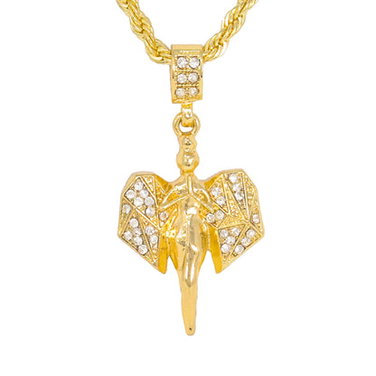 Iced Medium Angel Pendant with 4mm Rope Chain 24" - HC-1065*