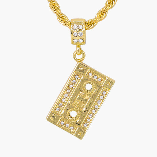 Iced Medium Music Pendant with 4mm Rope Chain 24" - HC-1070*