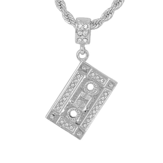 Iced Medium Music Pendant with 4mm Rope Chain 24" - HC-1070*