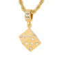 Iced Medium Dice Pendant with 4mm Rope Chain 24" - HC-1071*