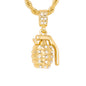 Iced Medium Grenade Pendant with 4mm Rope Chain 24" - HC-1072*