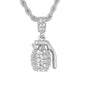 Iced Medium Grenade Pendant with 4mm Rope Chain 24" - HC-1072*