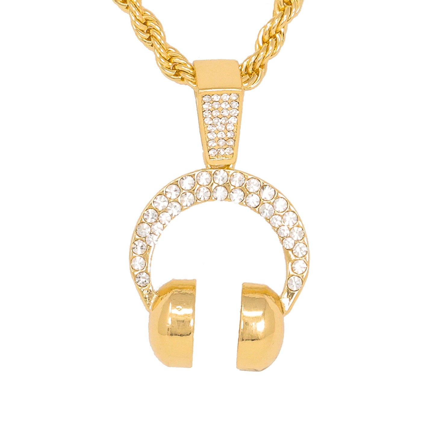 Iced Medium Music Pendant with 4mm Rope Chain 24" - HC-1073*