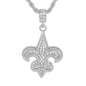 Iced Medium Fleur-De-Lis Pendant with 4mm Rope Chain 24" - HC-1074
