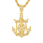 Iced Medium Mariners Cross Pendant with 4mm Rope Chain 24" - HC-1075