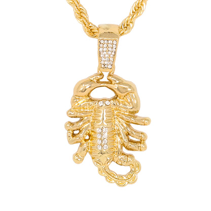 Iced Medium Scorpion Pendant with 4mm Rope Chain 24" - HC-1078*