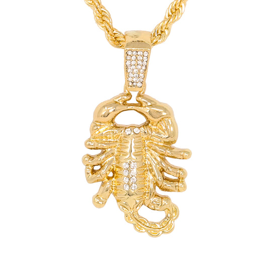 Iced Medium Scorpion Pendant with 4mm Rope Chain 24" - HC-1078*