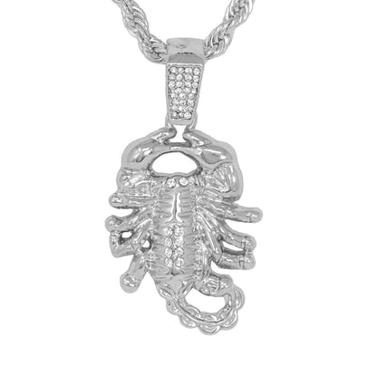 Iced Medium Scorpion Pendant with 4mm Rope Chain 24" - HC-1078*