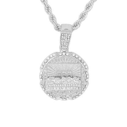 Iced Medium Last Supper Pendant with 4mm Rope Chain 24" - HC-1082