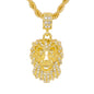 Iced Medium Lion Pendant with 4mm Rope Chain 24" - HC-1086*