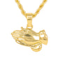 Iced Medium Praying Hands Pendant with 4mm Rope Chain 24" - HC-1096*