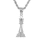 Iced Medium King Chess Pendant with 4mm Rope Chain 24" - HC-1097*
