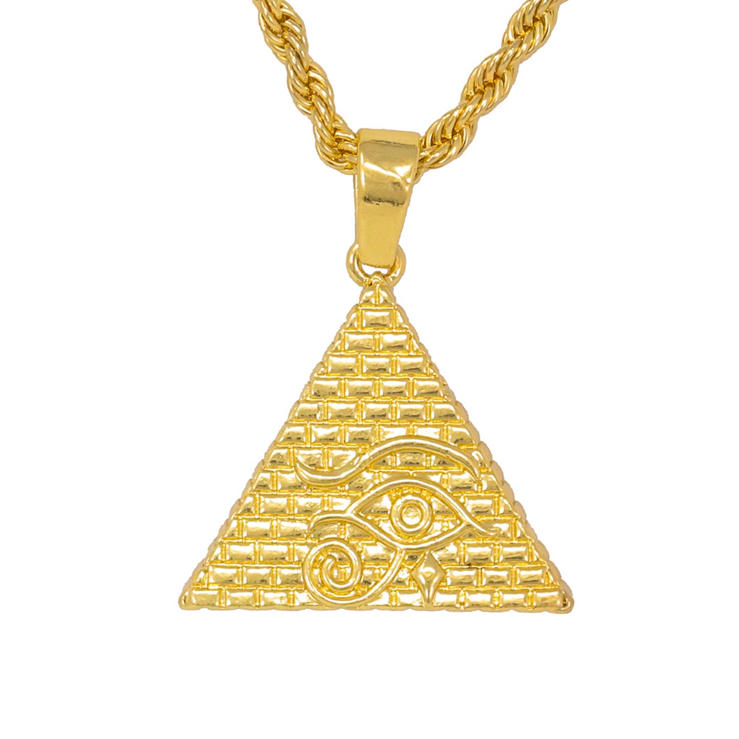 Iced Medium Pyramid Pendant with 4mm Rope Chain 24" - HC-1098*