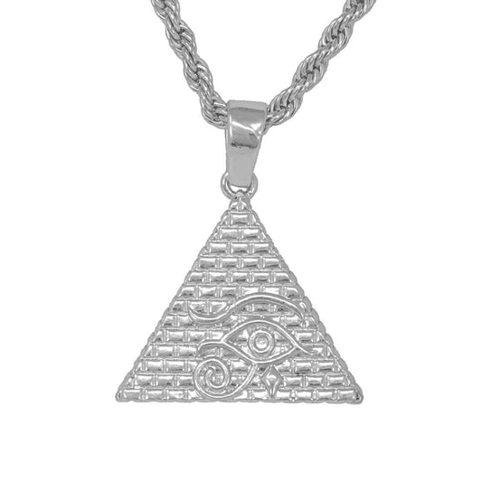 Iced Medium Pyramid Pendant with 4mm Rope Chain 24" - HC-1098*